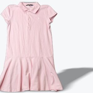 Polo Ralph Lauren Pink Short Sleeve Polo Dress Girls Large 12-14 Preppy Academia
